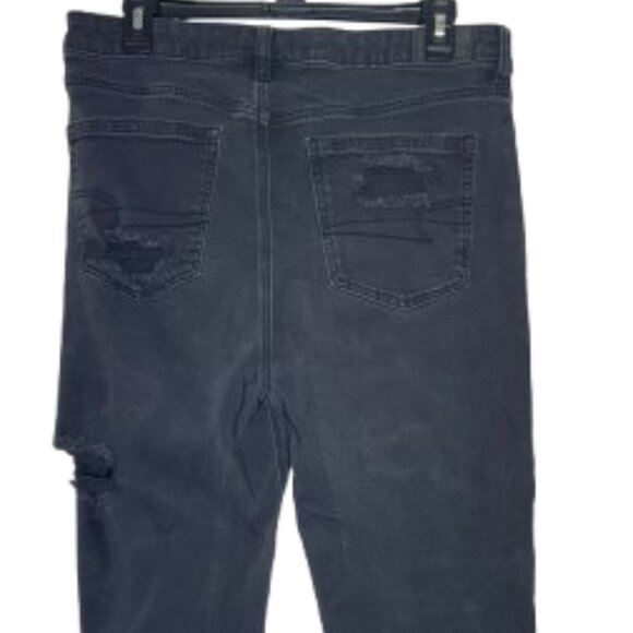 American Eagle Black Distressed Ripped Strigid Mom Jeans Size 14R - Picture 4 of 11